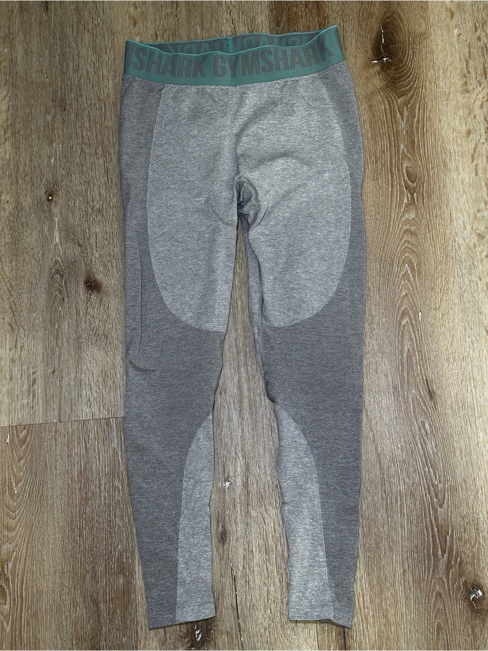 Gymshark Women’s Contour Grey Leggings with Teal Waistband